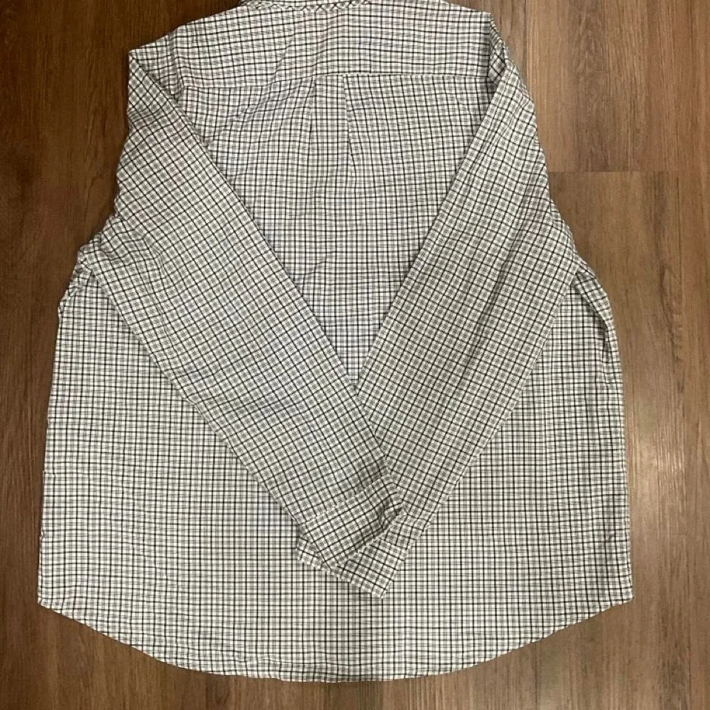 Dockers white and blue checkered button-up shirt
